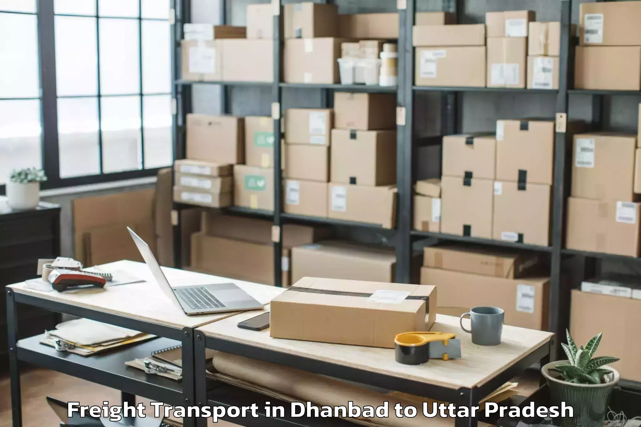 Efficient Dhanbad to Maharishi University Lucknow Freight Transport